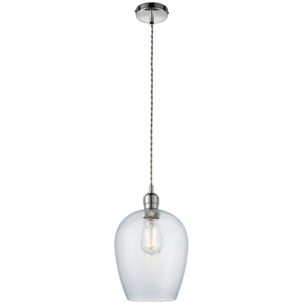 Livorno Dome Pendant Ceiling Light - Grey, Hammered Glass image