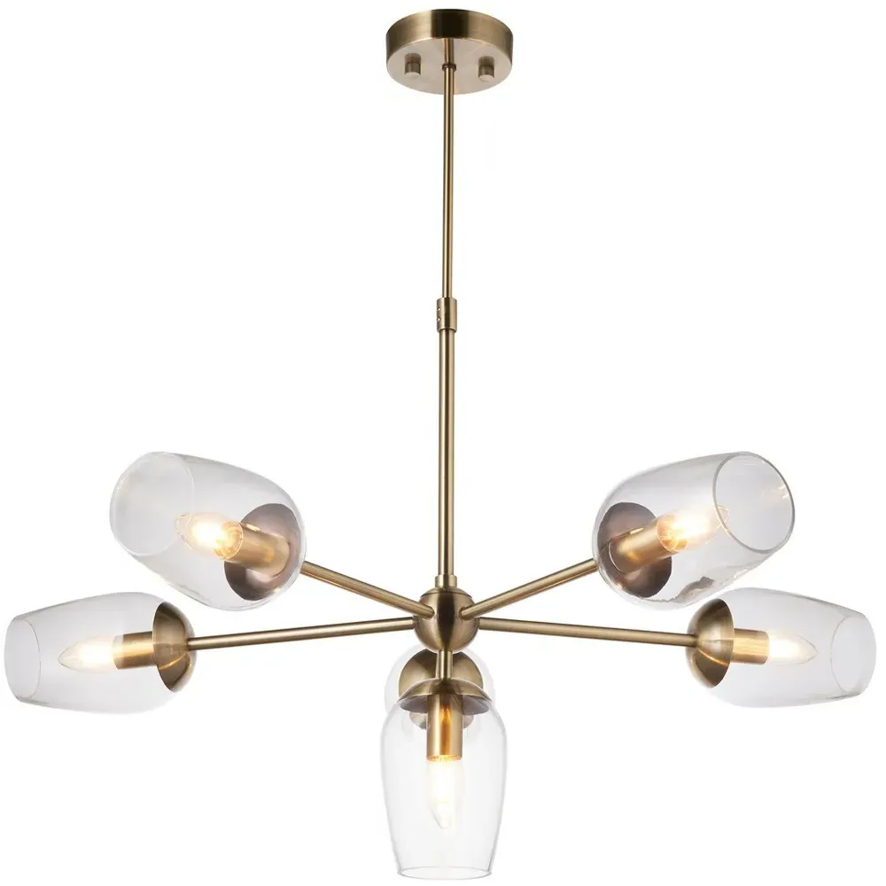 Livorno Multi Arm Pendant Ceiling Light - Brown, Glass