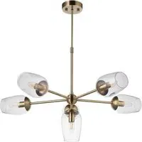 Livorno Multi Arm Pendant Ceiling Light - Brown, Glass