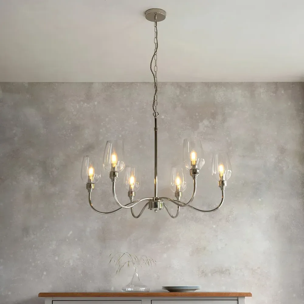 Livorno Multi Arm Pendant Ceiling Light - Grey, Glass
