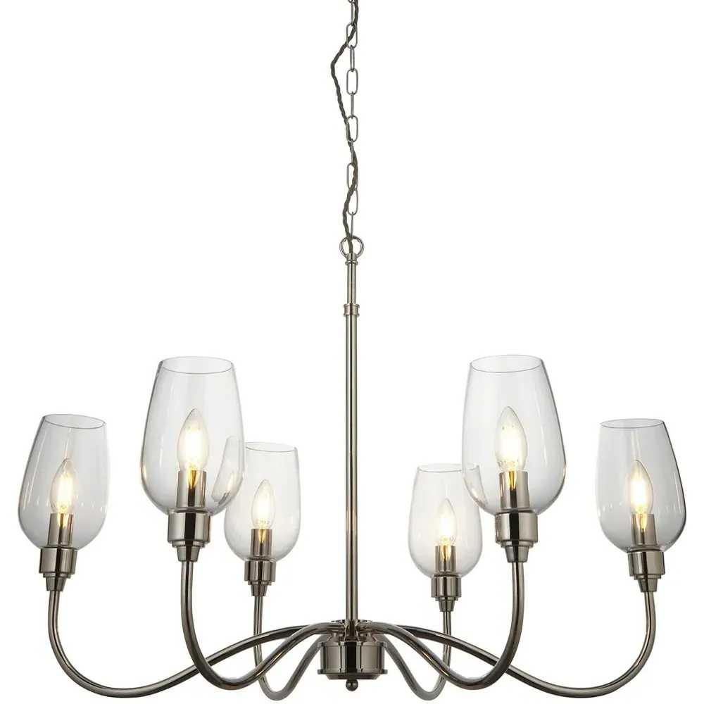 Livorno Multi Arm Pendant Ceiling Light - Grey, Glass