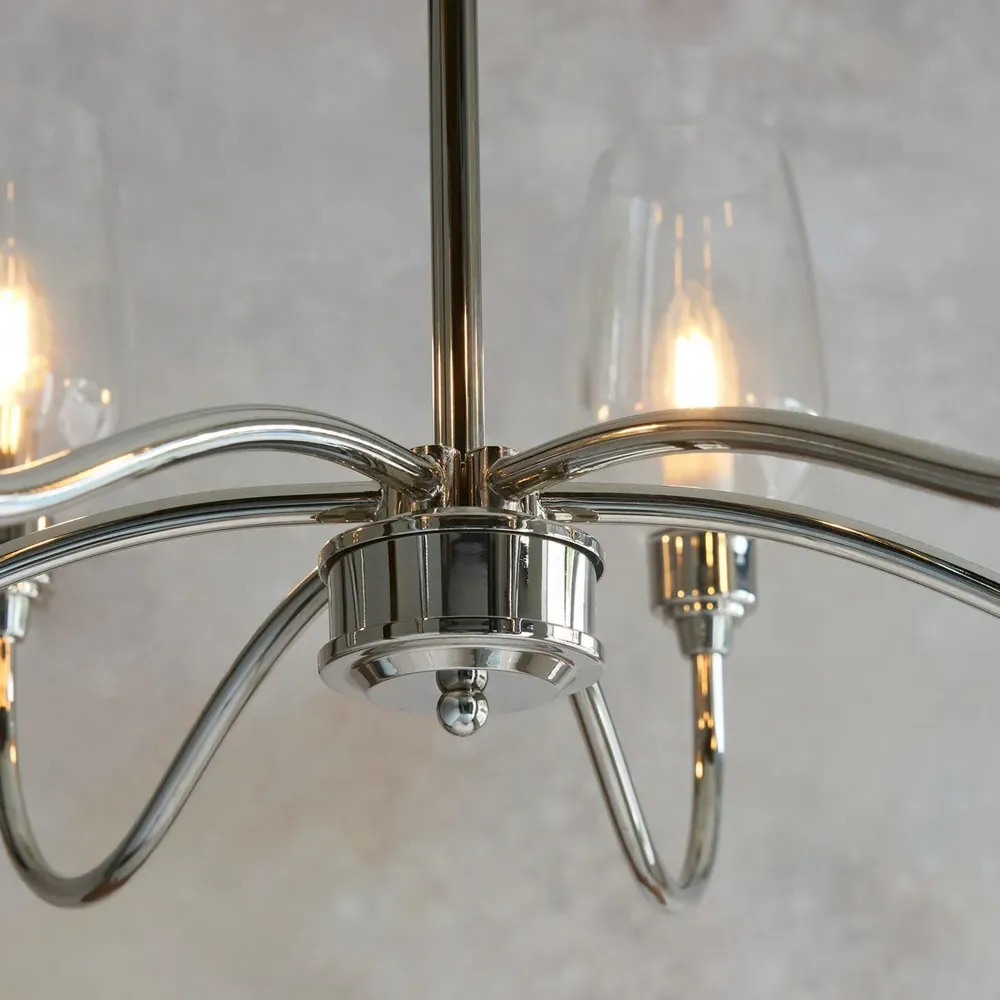 Livorno Multi Arm Pendant Ceiling Light - Grey, Glass