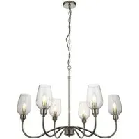 Livorno Multi Arm Pendant Ceiling Light - Grey, Glass