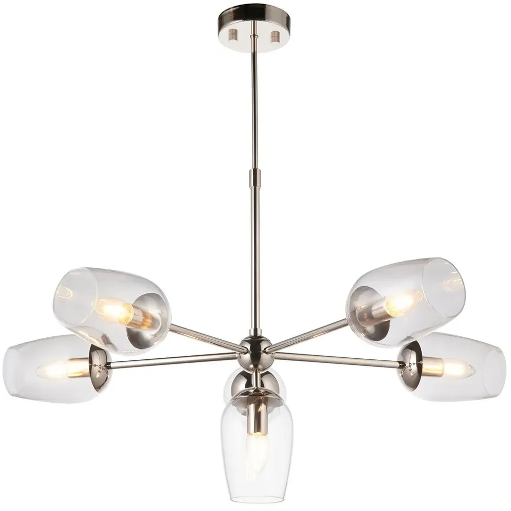 Livorno Multi Arm Pendant Ceiling Light - Grey, Glass