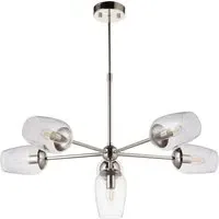 Livorno Multi Arm Pendant Ceiling Light - Grey, Glass