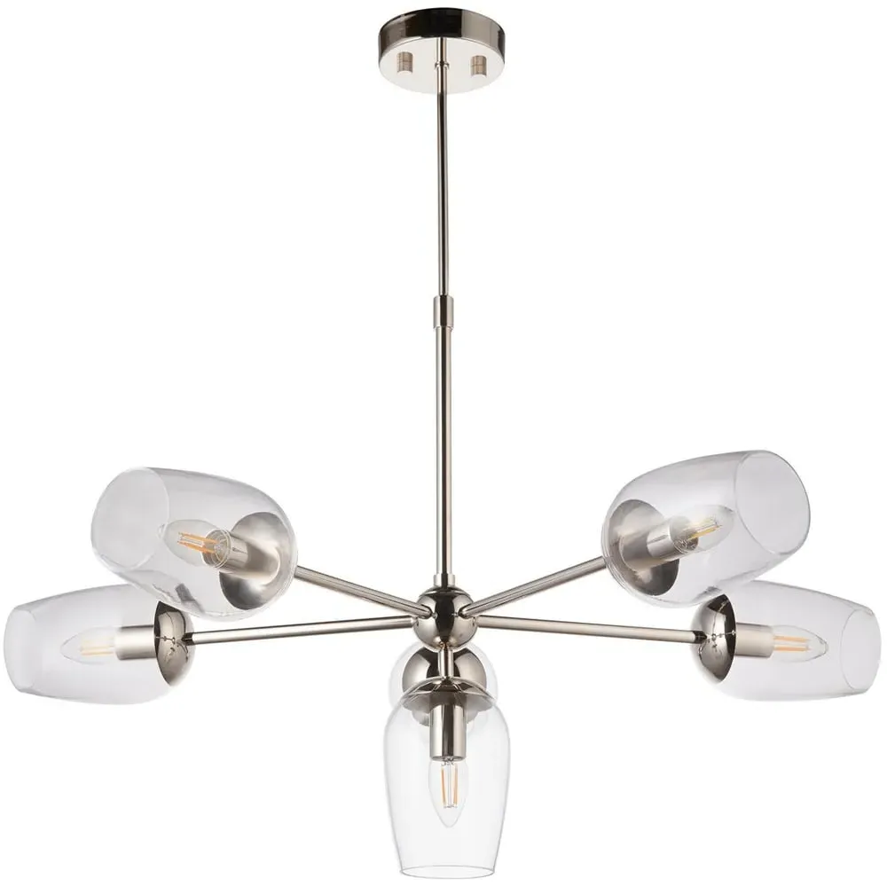Livorno Multi Arm Pendant Ceiling Light - Grey, Glass