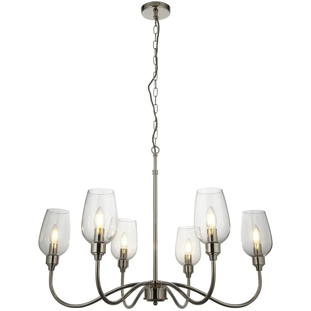 Livorno Multi Arm Pendant Ceiling Light - Grey, Glass