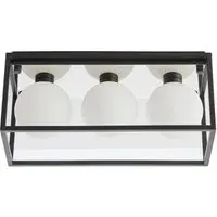 Matera Semi Flush 3 Light Ceiling Light - Black, Opal Glass