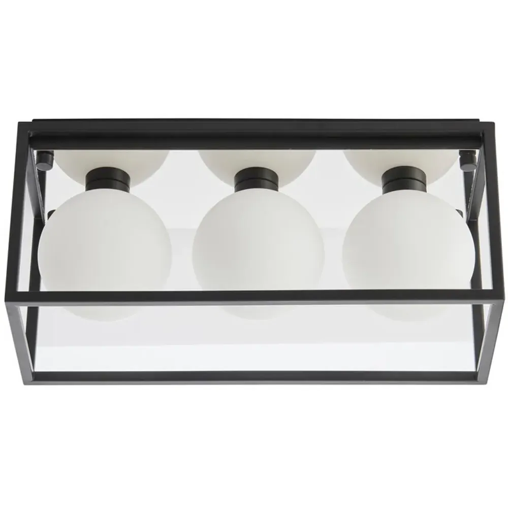 Matera Semi Flush 3 Light Ceiling Light - Black, Opal Glass image