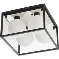 Matera Semi Flush 4 Light Ceiling Light - Black, Opal Glass