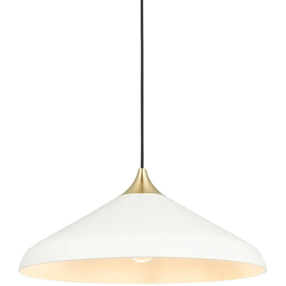 Milan Plate Pendant Ceiling Lamp - White, Brushed Brass
