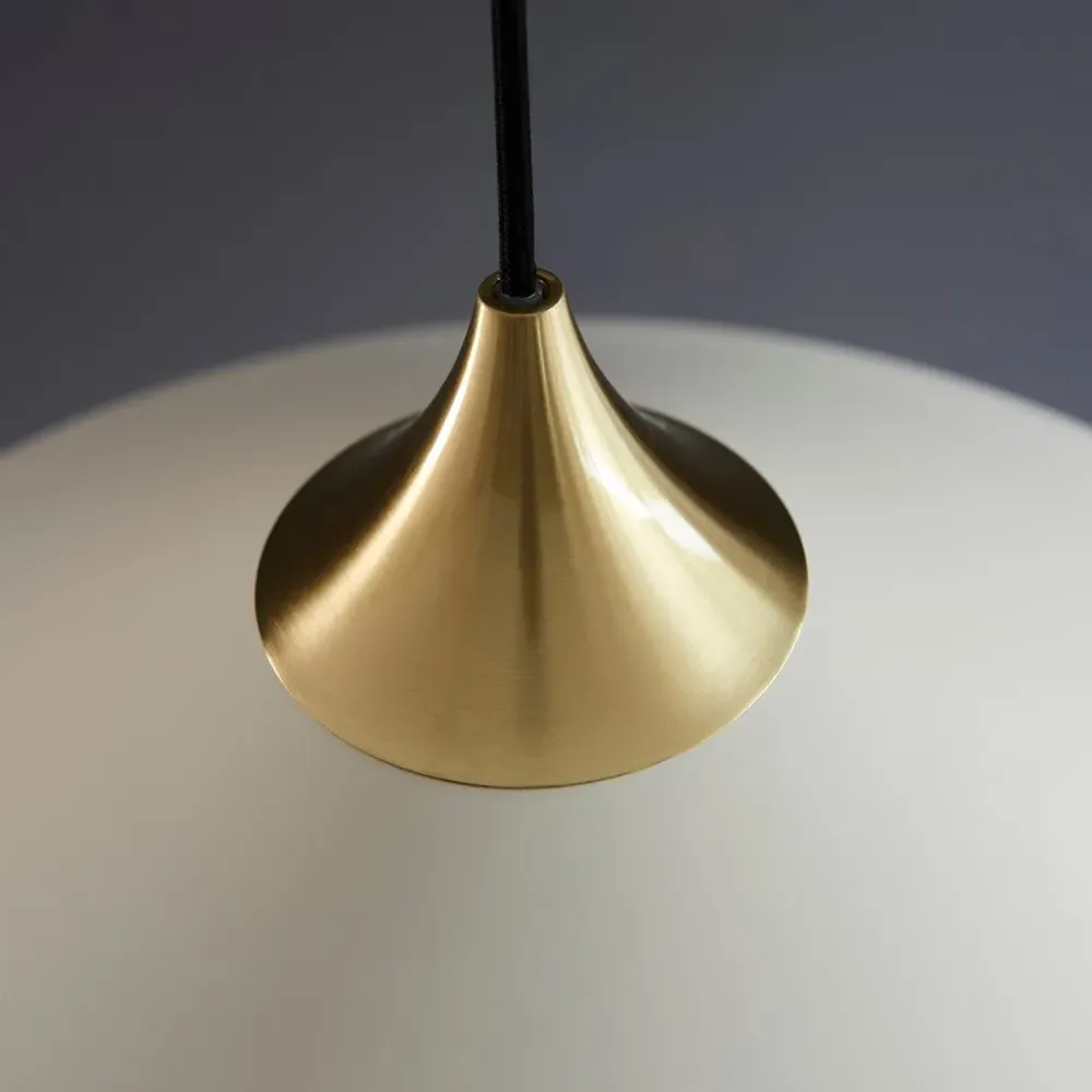 Milan Plate Pendant Ceiling Lamp - White, Brushed Brass
