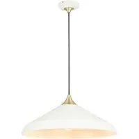 Milan Plate Pendant Ceiling Lamp - White, Brushed Brass