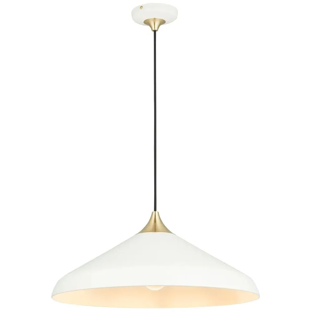 Milan Plate Pendant Ceiling Lamp - White, Brushed Brass image
