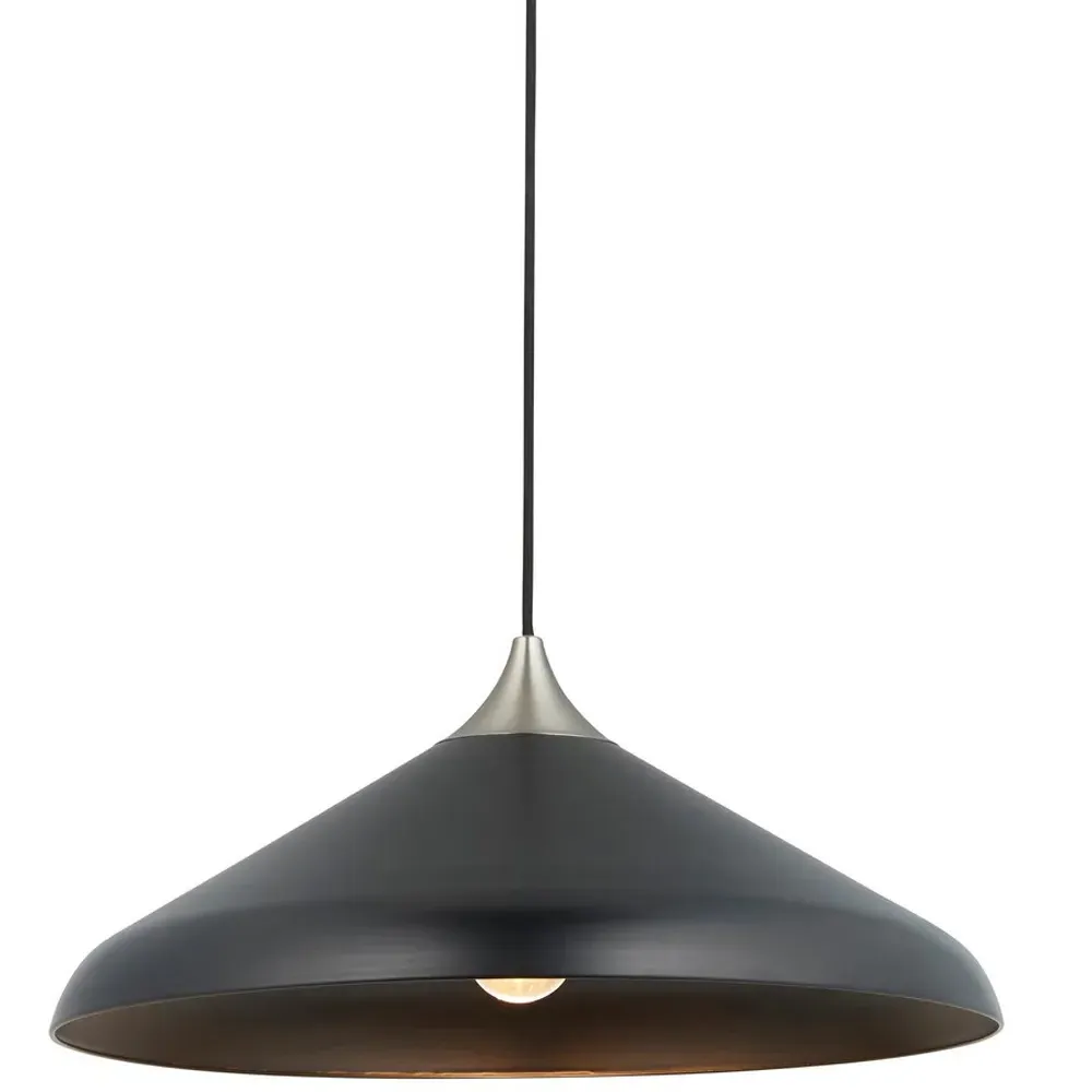 Milan Single Pendant Ceiling Lamp - Black, Nickel Plate
