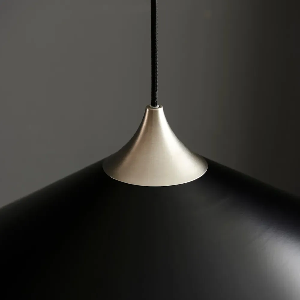 Milan Single Pendant Ceiling Lamp - Black, Nickel Plate