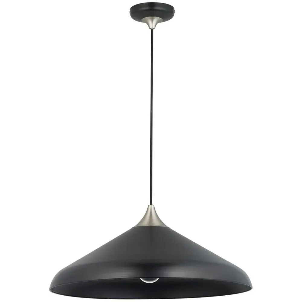Milan Single Pendant Ceiling Lamp - Black, Nickel Plate image