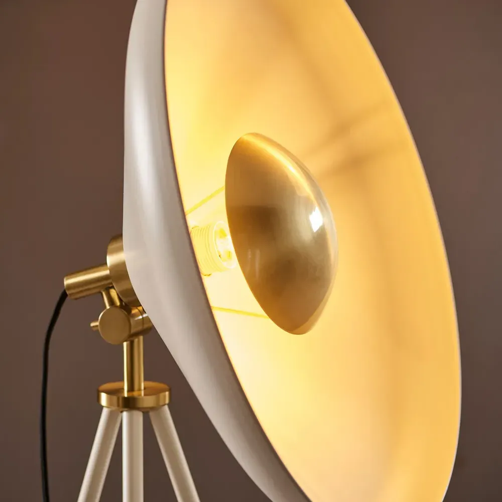 Milan Tripod Floor Lamp - White, Brushed Brass