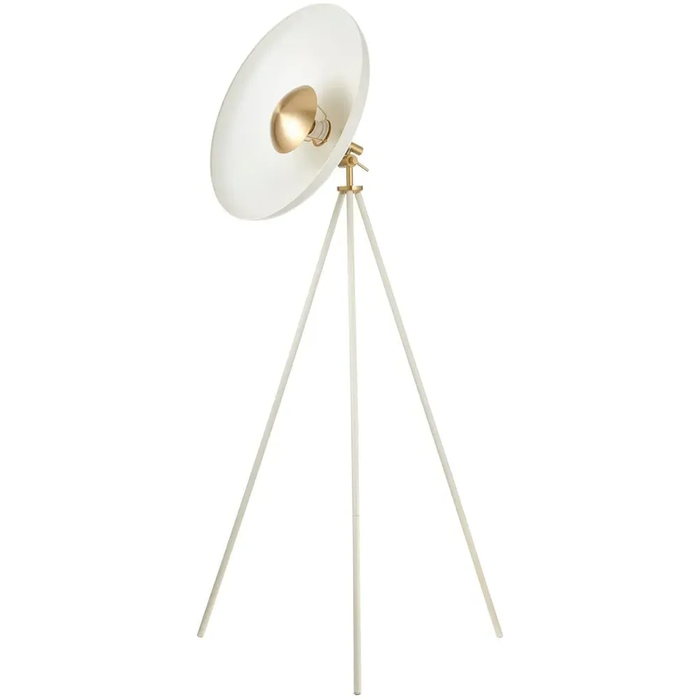 Milan Tripod Floor Lamp - White, Brushed Brass