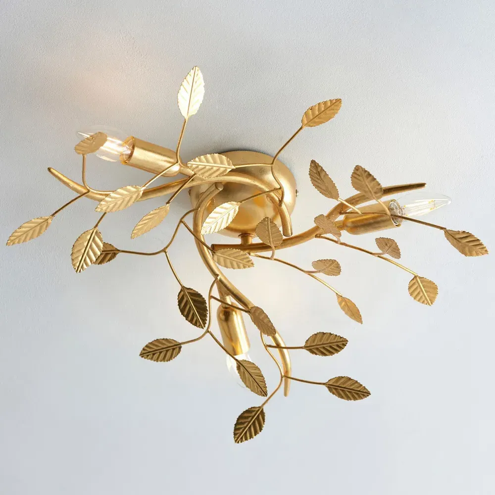 Modena 3 Light Flush Ceiling Light - Gold Leaf