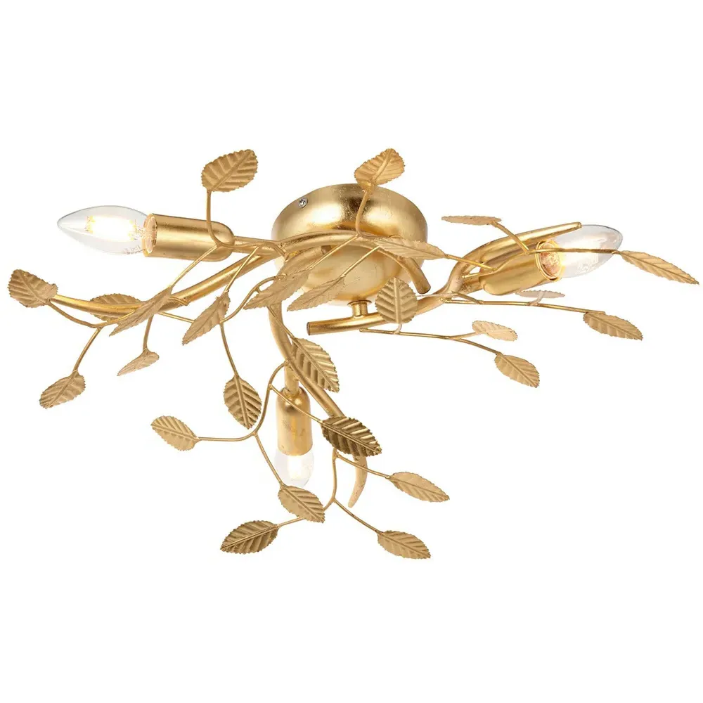 Modena 3 Light Flush Ceiling Light - Gold Leaf