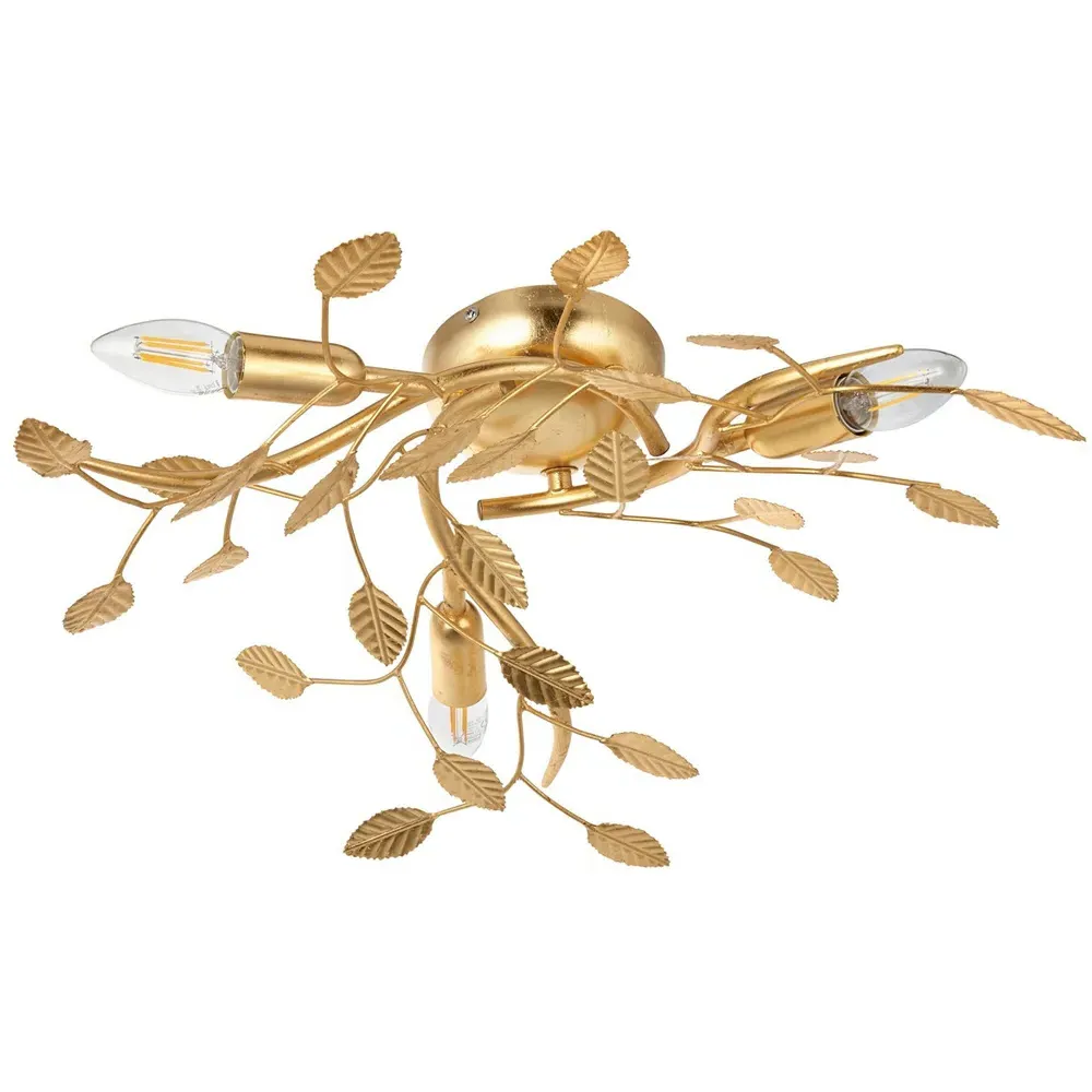 Modena 3 Light Flush Ceiling Light - Gold Leaf image