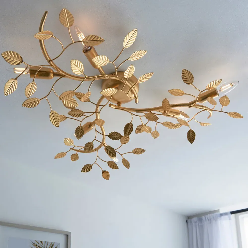 Modena 6 Light Flush Ceiling Light - Gold Leaf