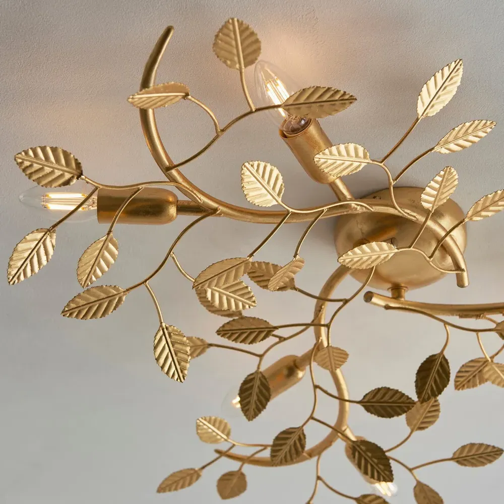 Modena 6 Light Flush Ceiling Light - Gold Leaf