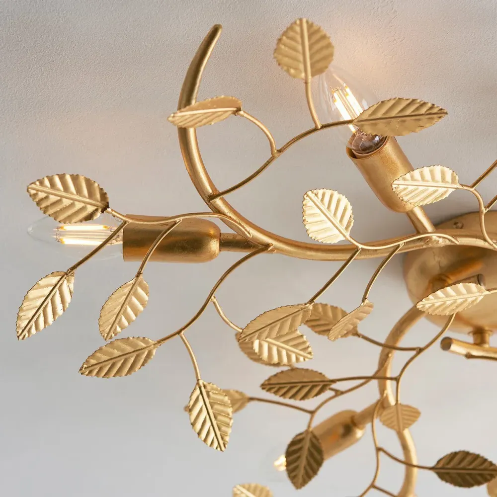 Modena 6 Light Flush Ceiling Light - Gold Leaf