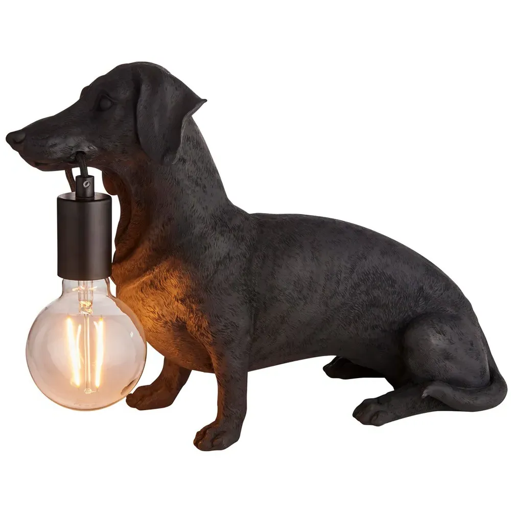 Modica Table Lamp with Dog Figurine - Black