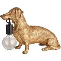 Modica Table Lamp with Dog Figurine - Gold, Black