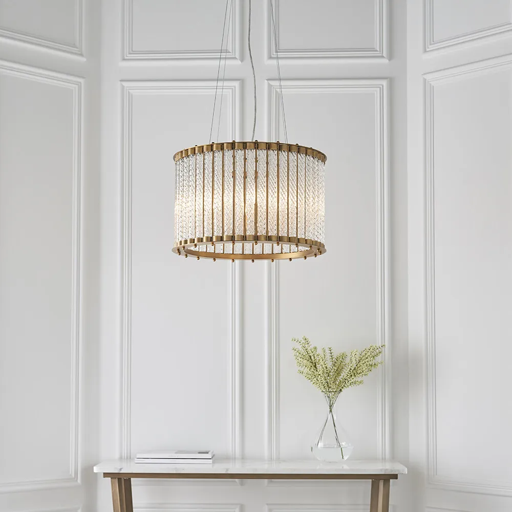 Naples Ribbed Glass Pendant Light - Gold