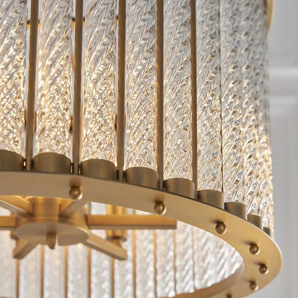 Naples Ribbed Glass Pendant Light - Gold