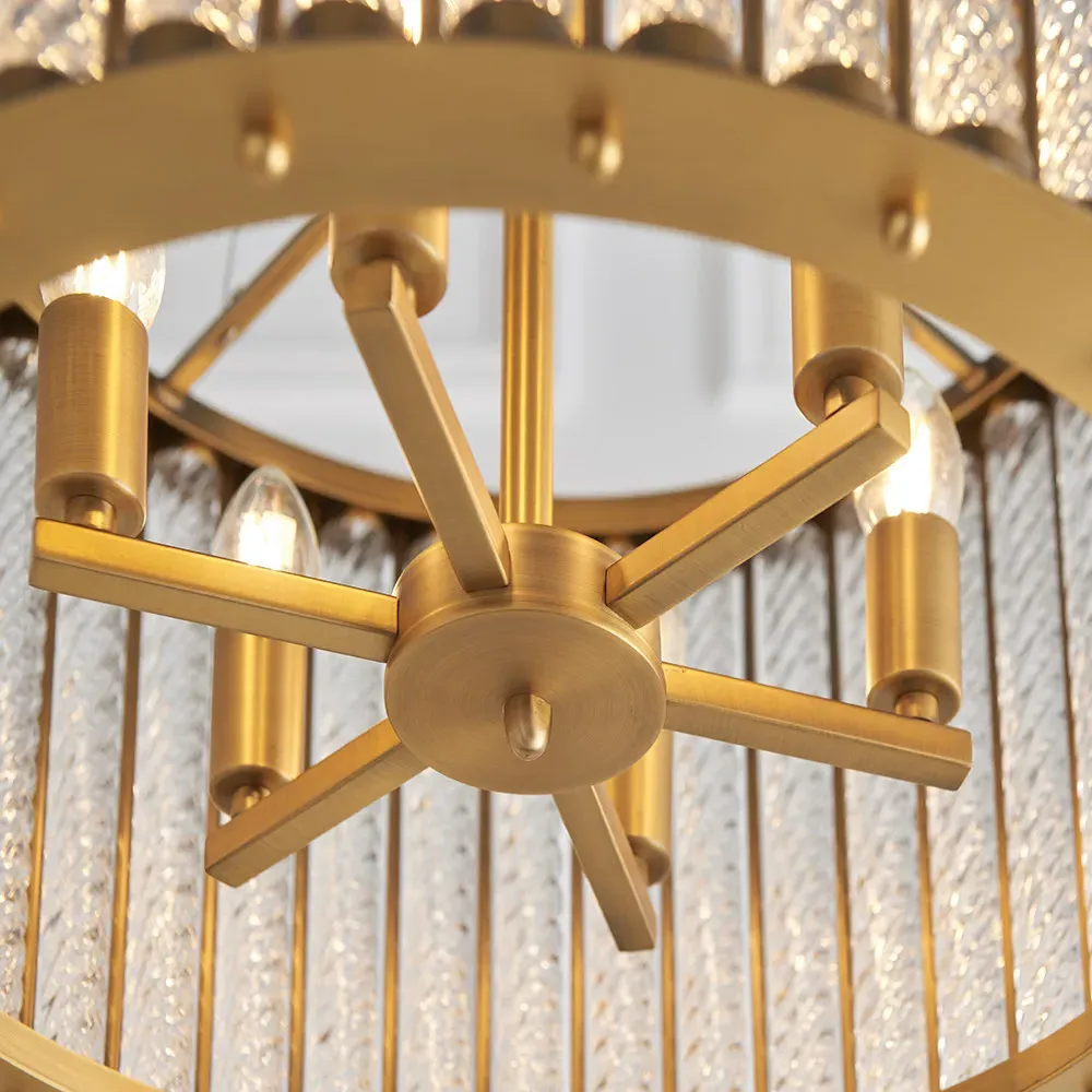 Naples Ribbed Glass Pendant Light - Gold