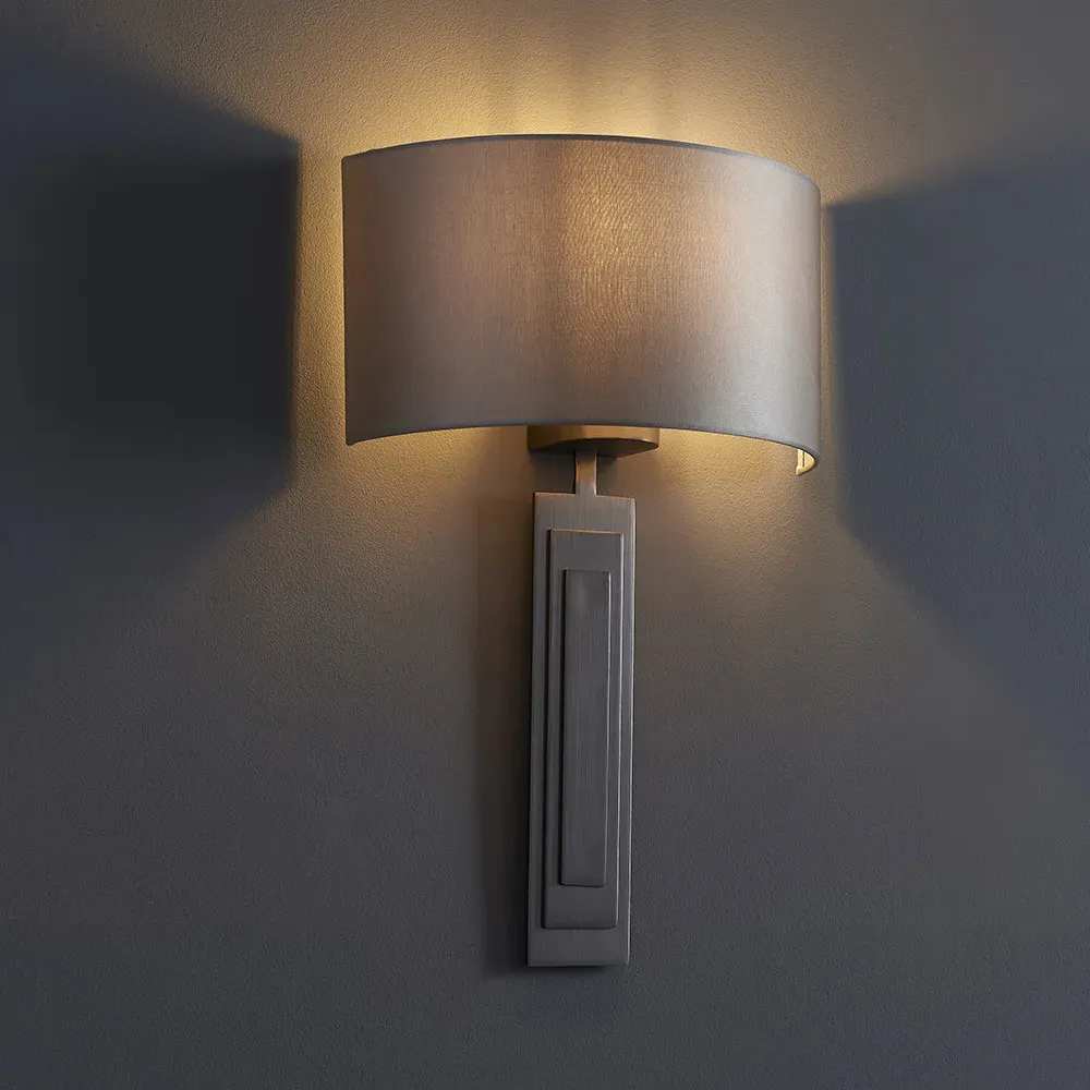 Olbia Wall Lamp - Bronze, Satin Fabric