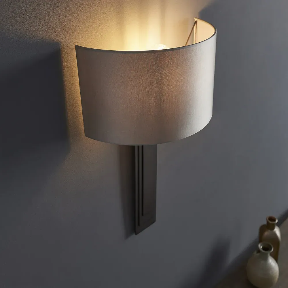 Olbia Wall Lamp - Bronze, Satin Fabric