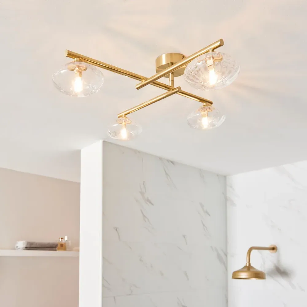 Oristano 4 Light Semi Flush Ceiling Light - Brown