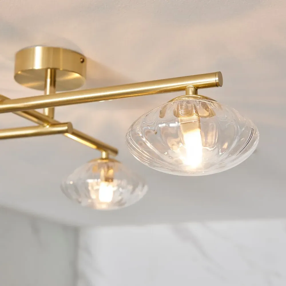 Oristano 4 Light Semi Flush Ceiling Light - Brown