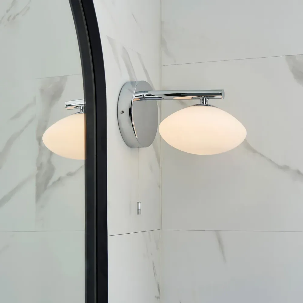 Oristano Opal Glass Bathroom Wall Light - Silver, Chrome