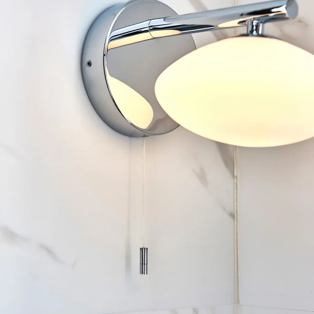 Oristano Opal Glass Bathroom Wall Light - Silver, Chrome