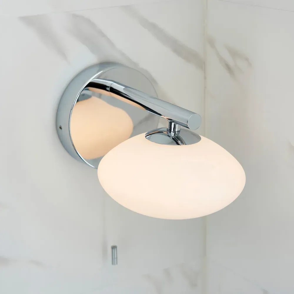 Oristano Opal Glass Bathroom Wall Light - Silver, Chrome