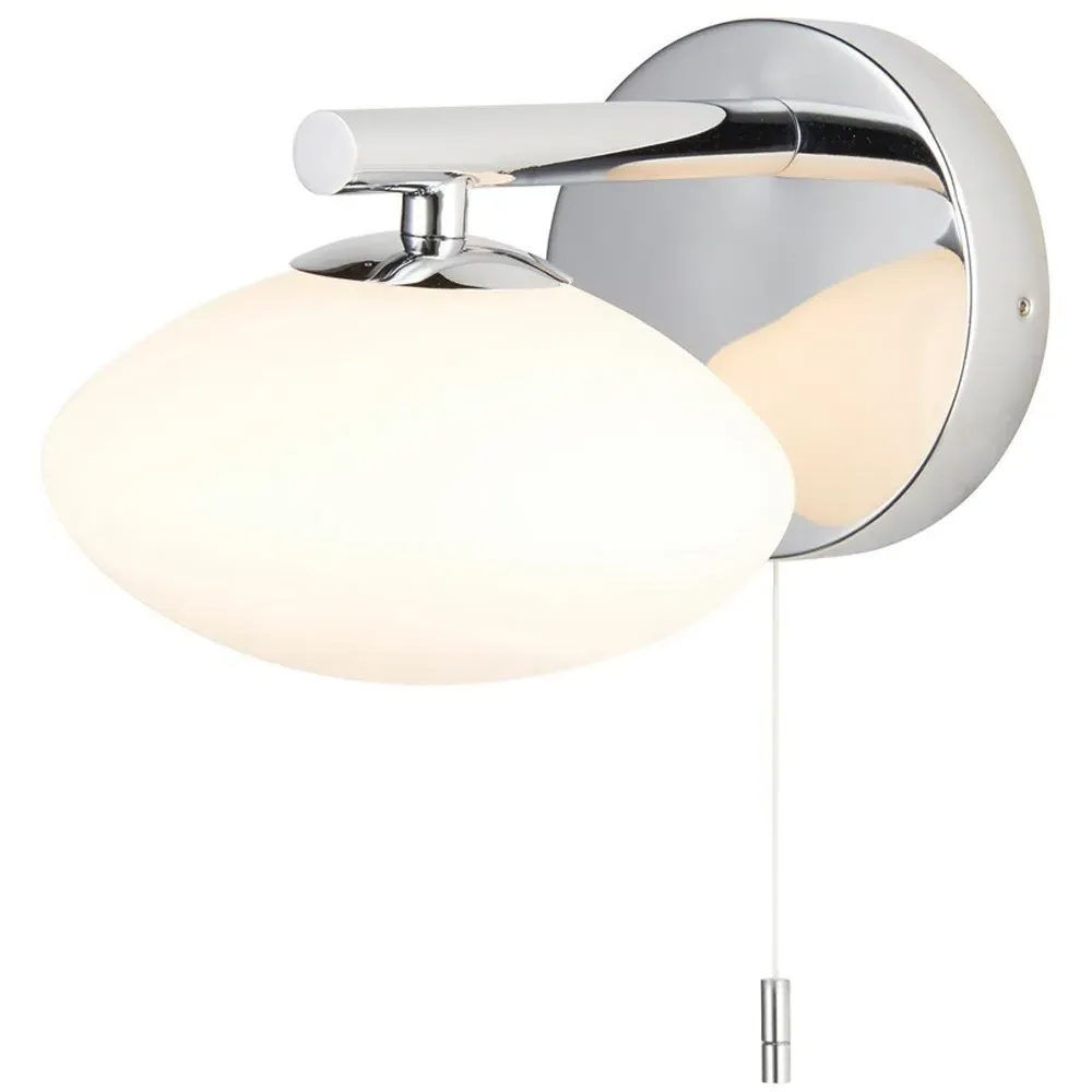 Oristano Opal Glass Bathroom Wall Light - Silver, Chrome image