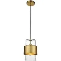 Palermo Hammered Pendant Ceiling Light - Brass, Glass