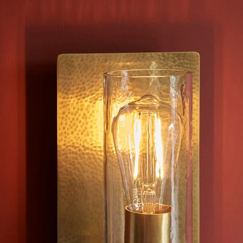 Palermo Hammered Wall Lamp - Brass, Glass