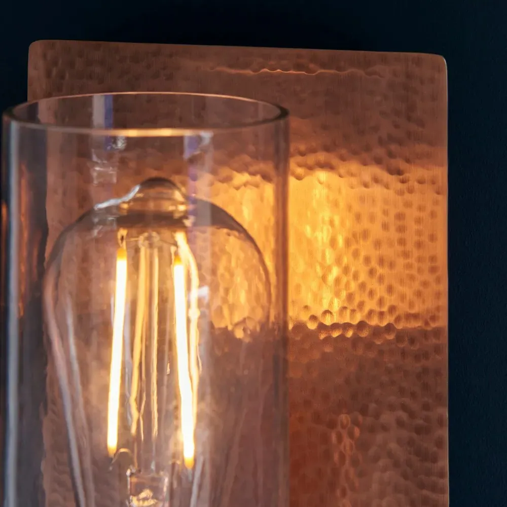 Palermo Hammered Wall Lamp - Copper, Glass