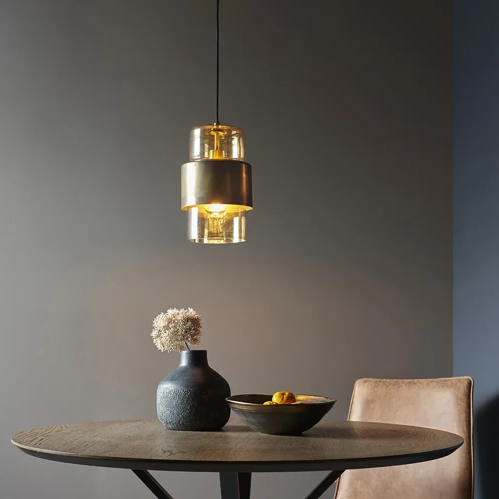 Palermo Pendant Ceiling Light - Brass Patina, Champagne Glass
