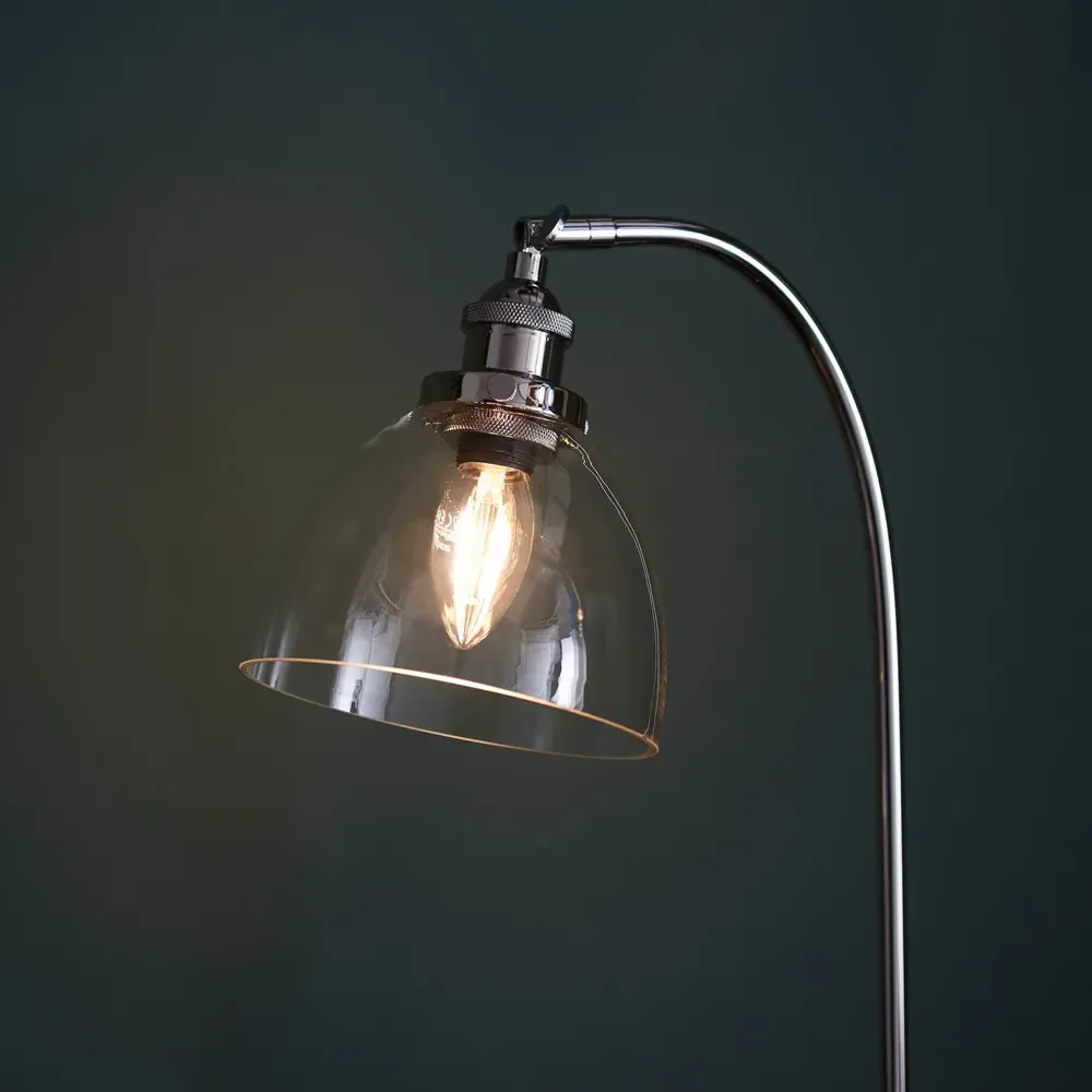 Parma Table Lamp - Bright Nickel, Clear Glass