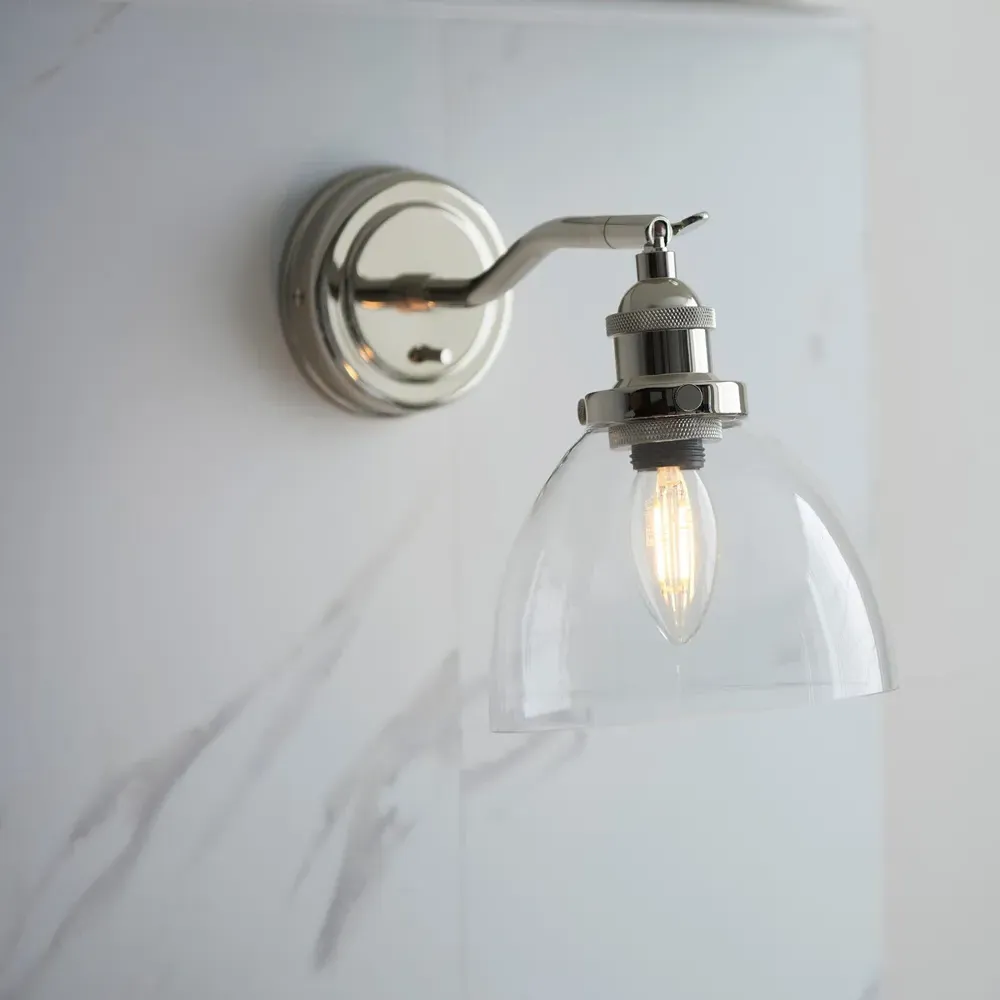 Parma Wall Lamp - Bright Nickel, Glass