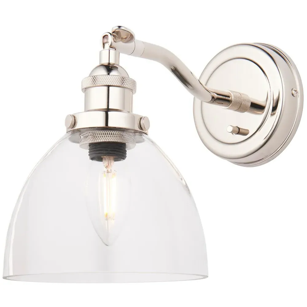 Parma Wall Lamp - Bright Nickel, Glass