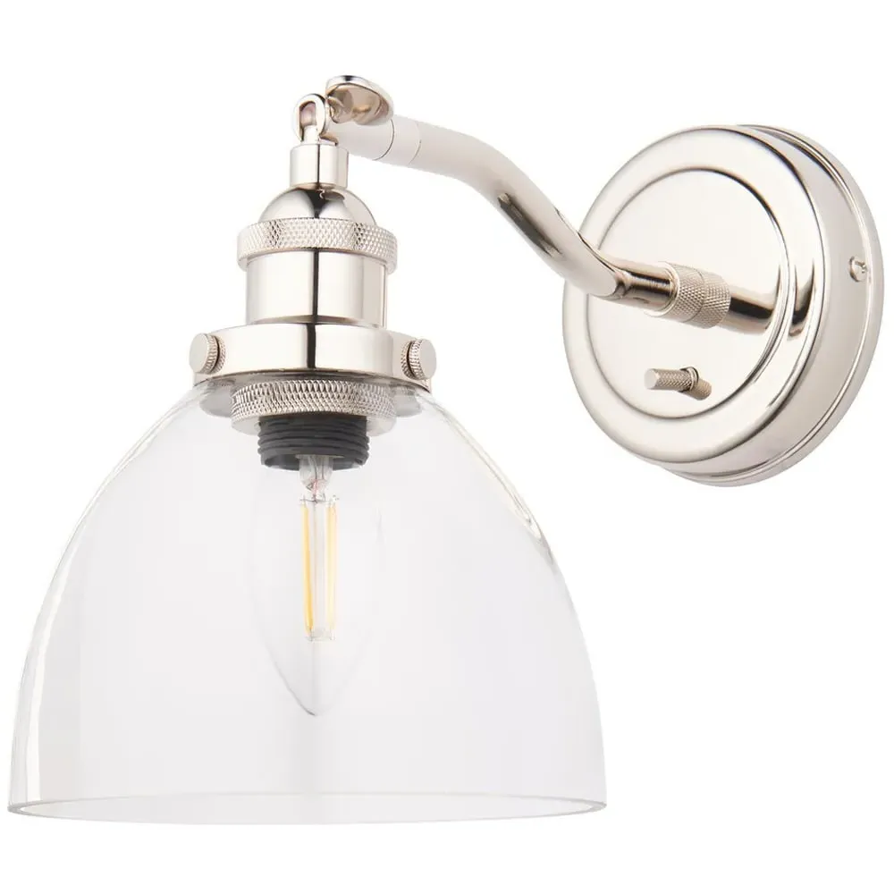 Parma Wall Lamp - Bright Nickel, Glass image